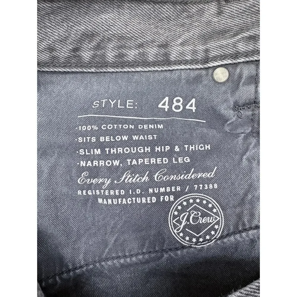 J.Crew 484 Men’s Black Wash Jeans 30x32 Slim Tapered Denim Re-Imagined Cotton